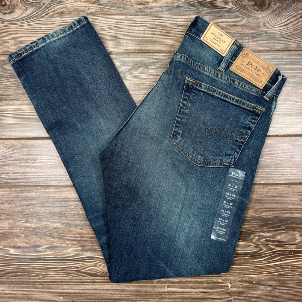Polo Ralph Lauren Mens Size 33x32 Sullivan Slim Jeans Blue Stretch Denim NEW